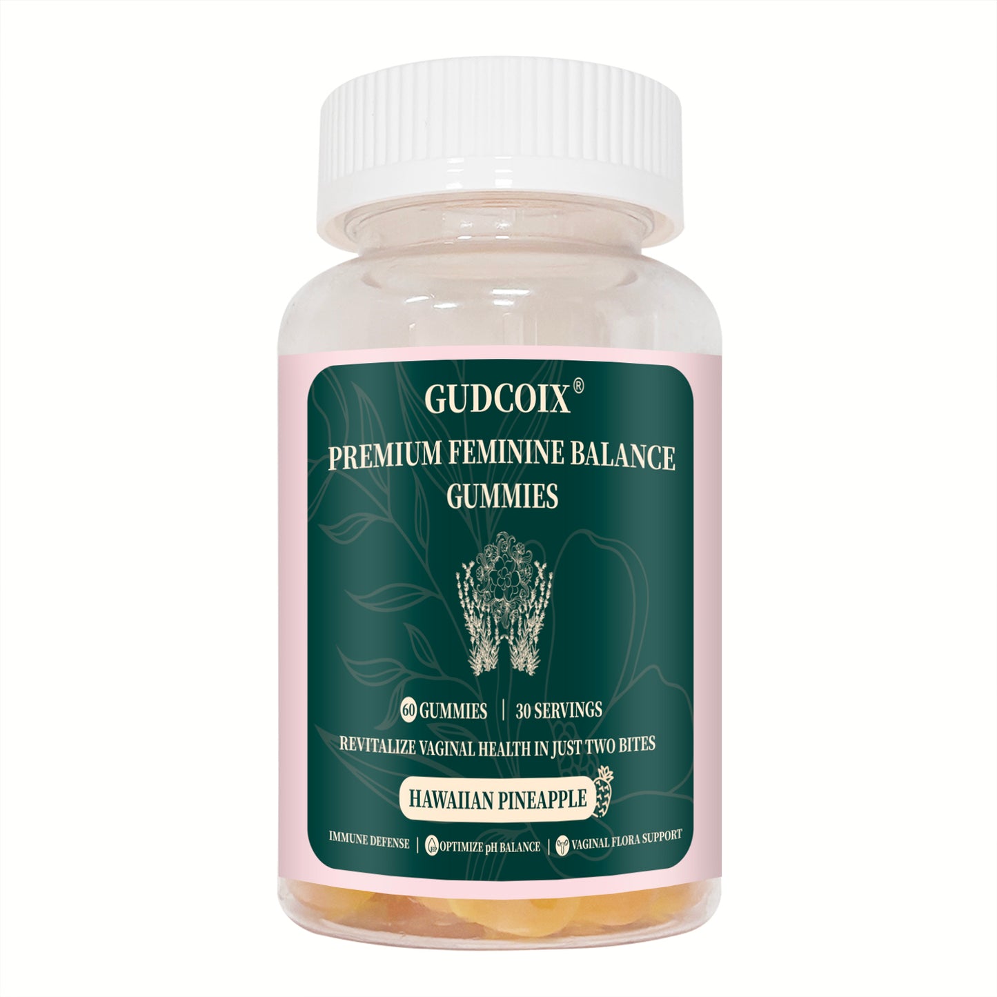 GUDCOIX Feminine Gummies - Hawaiian Pineapple Flavor, 60 Count - Dietary, Healthcare Supplement Fitness Edible Nutrition Fruit Vitamin