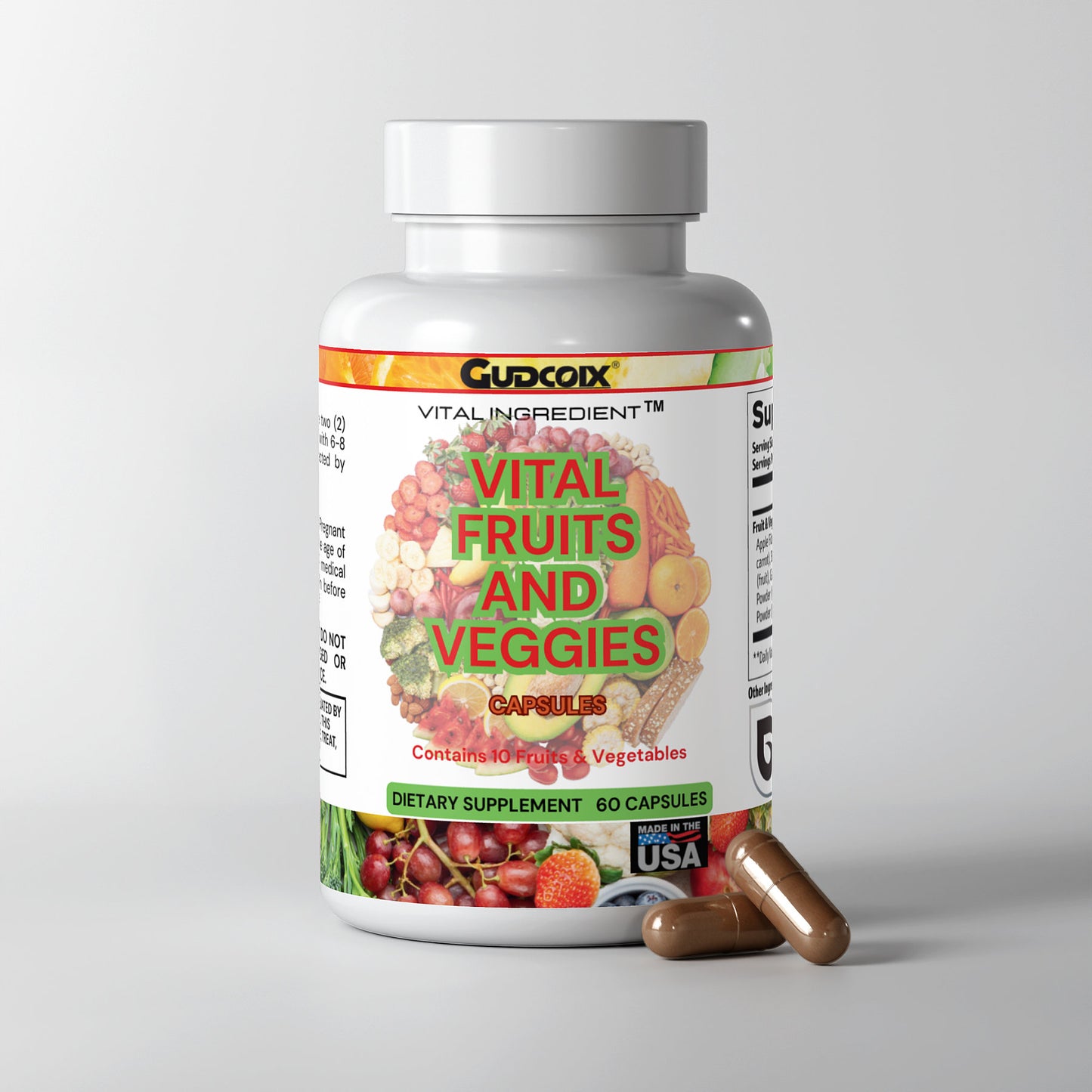 Vital Fruits and Veggies Supplement 60 Capsules