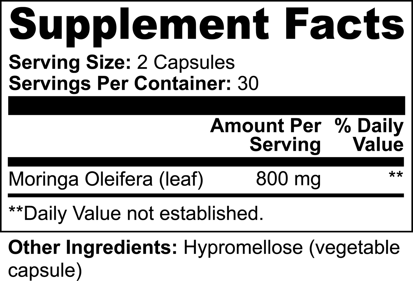 GUDCOIX Moringa Pure 800mg Rosabella for Immune Support, Gut Health and Vitamins - Dietary