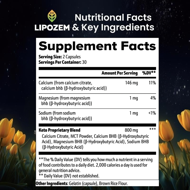 GUDCOIX Lipozem - 100% Natural - 2 Caps/Day - Advanced BHB Formula - Healthcare Supplement